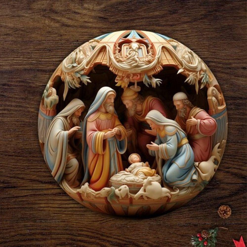 Acrylic Painted Nativity Pendant Hangable Home Decor New Christmas Pendant