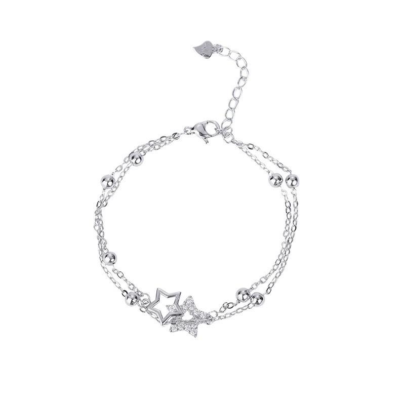 Stylish Dual Star Charm Bracelet For Women Minimalist Copper Plated Elegant Jewelry
