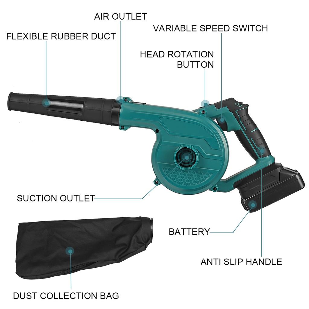 2200W 2 IN 1 Electric Cordless Air Blower Blowing Suction 180Rotation Dust Collector Leaf Cleaner For Makita 18V Battery