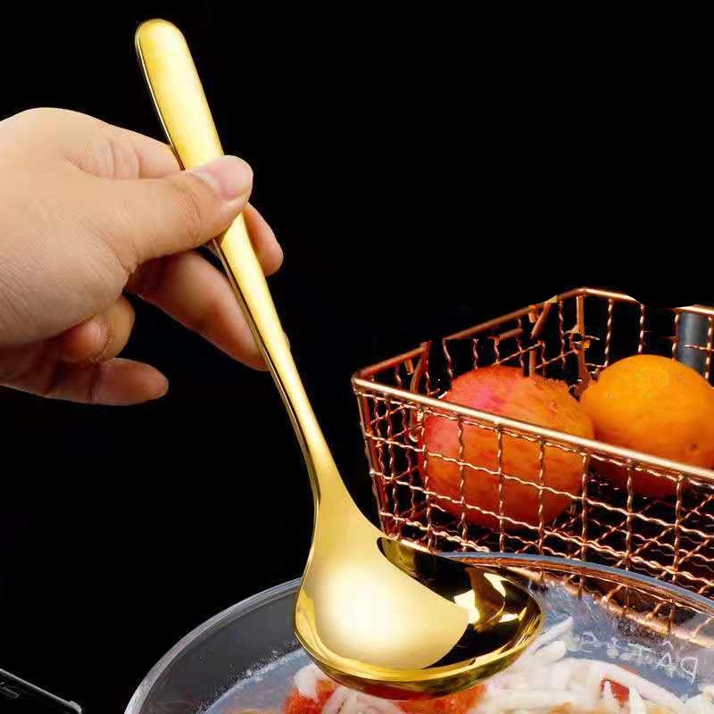 304 Stainless Steel Thicken Long Handle Spoon Home Kitchen Tableware Soup Spoons Ladle Colander Cutlery Cooking Utensils
