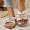 2025 Summer Foreign Trade Large Size Flat-bottomed Slippers Women's Light Fashion Chain Round Head One-character Casual Sandals