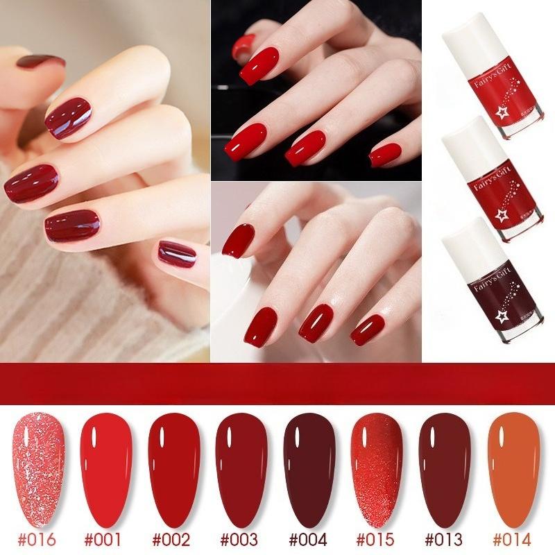 No-bake, Non-peelable, Long-lasting, Quick-drying, Waterproof, Colorfast, Oil-proof, and Waterproof Nail Polish.