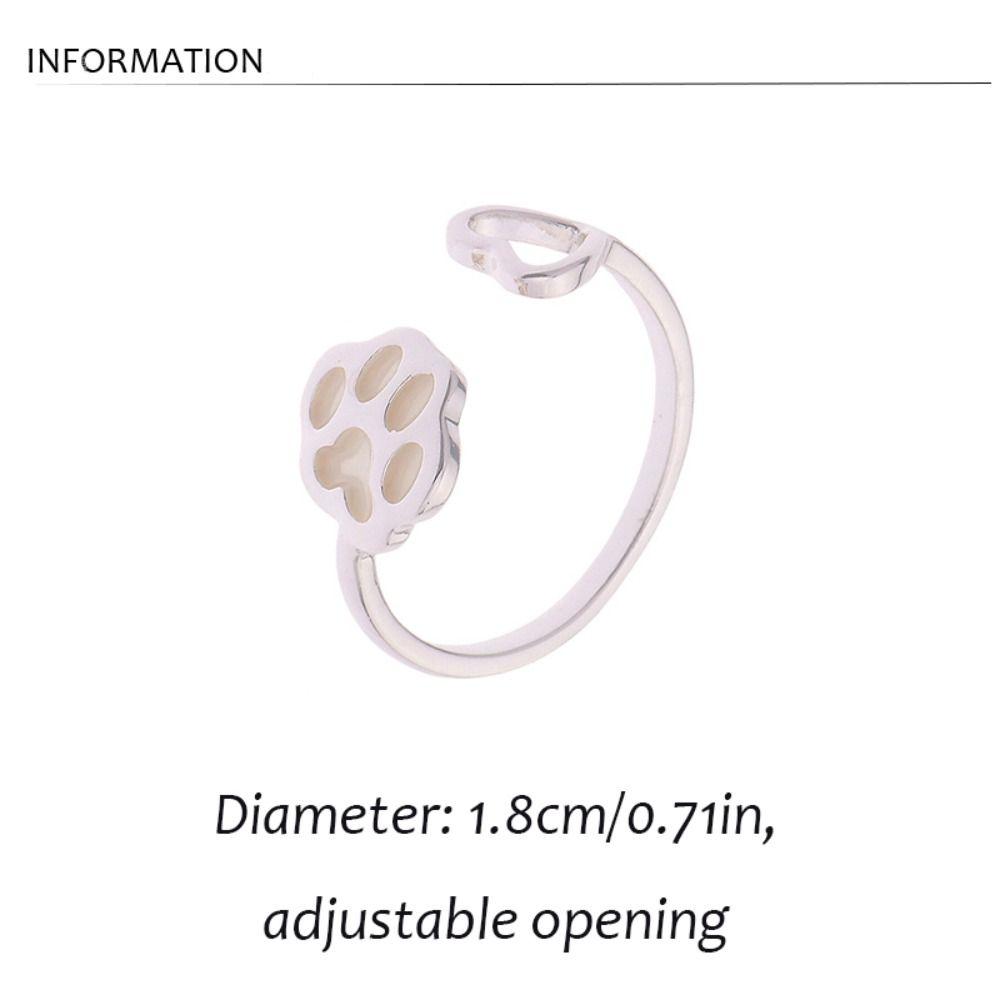 Hollow Out Luminous Cat's Paw Ring Glow In Dark Light Adjustable Ring Glowing Finger Ring Girls