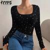 Women's Fashion Casual Spring Autumn Star Print Long Sleeve Square Collar Blouses & Shirts