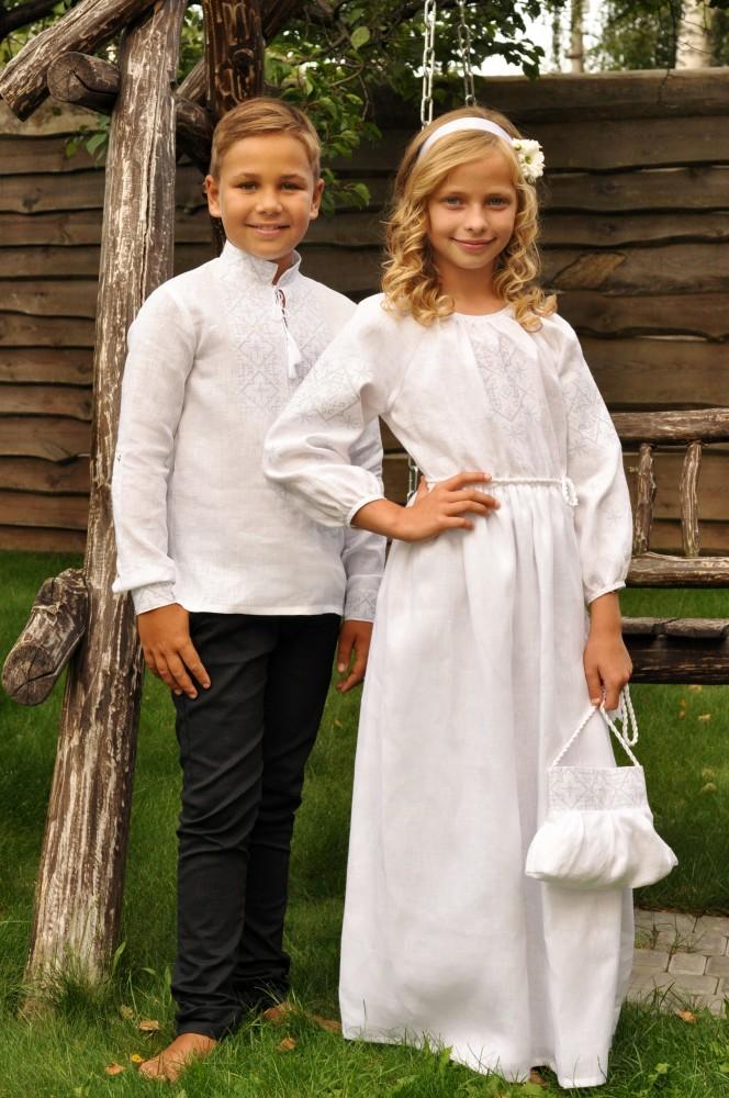 Children's Linen Dress-vyshyvanka with Embroidery, Ukrainian Dress Embroidered Cloth Vyshyvanka, Embroidered Dress, Clothes with Embroidery