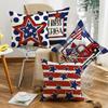 Home American Sofa Linen Square Cushion Cover Striped Letter Print Independence Day Pillow Cover