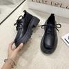 Platform Loafer Small Leather Shoes 2025 Spring New Retro British Style Black Versatile with Skirt Lace-up Small Leather Shoes