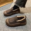 Hair Thick-soled Fluffy Shoes Autumn and Winter 2025 New Outer Wear Velvet Warm Cotton Shoes One Pedal Casual Loafers