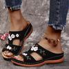 Summer Women Wedge Sandals Premium Orthopedic Open Toe Slipper Vintage Anti-slip Leather Casual Female Platform Embroidered Shoes