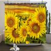 3d Sunflower Yellow Flowers Shark Shower Curtains Bathroom Waterproof Bath Curtain Polyester Cloth With Hooks Decor Bath Screen