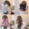 Ribbon Pearl Bow Hair Clips For Women Elegant Chiffon Bowknot Ponytail Clip Pin Bows Barrette Sweet Headwear Accessories