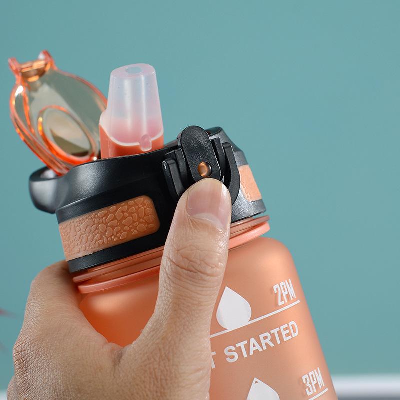 Gradient Color Space Cup, Large Capacity with Handle, Flip Lid, Straw; Portable Outdoor Fitness Sports Water Bottle.