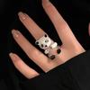 Opening Adjustable Rings Set Cartoon Fox Panda Zebra Ring Ring Simple Animal Ring Set