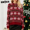 Crewneck Christmas Red Knit Christmas Suit Long-sleeved Snowflake Christmas Sweater