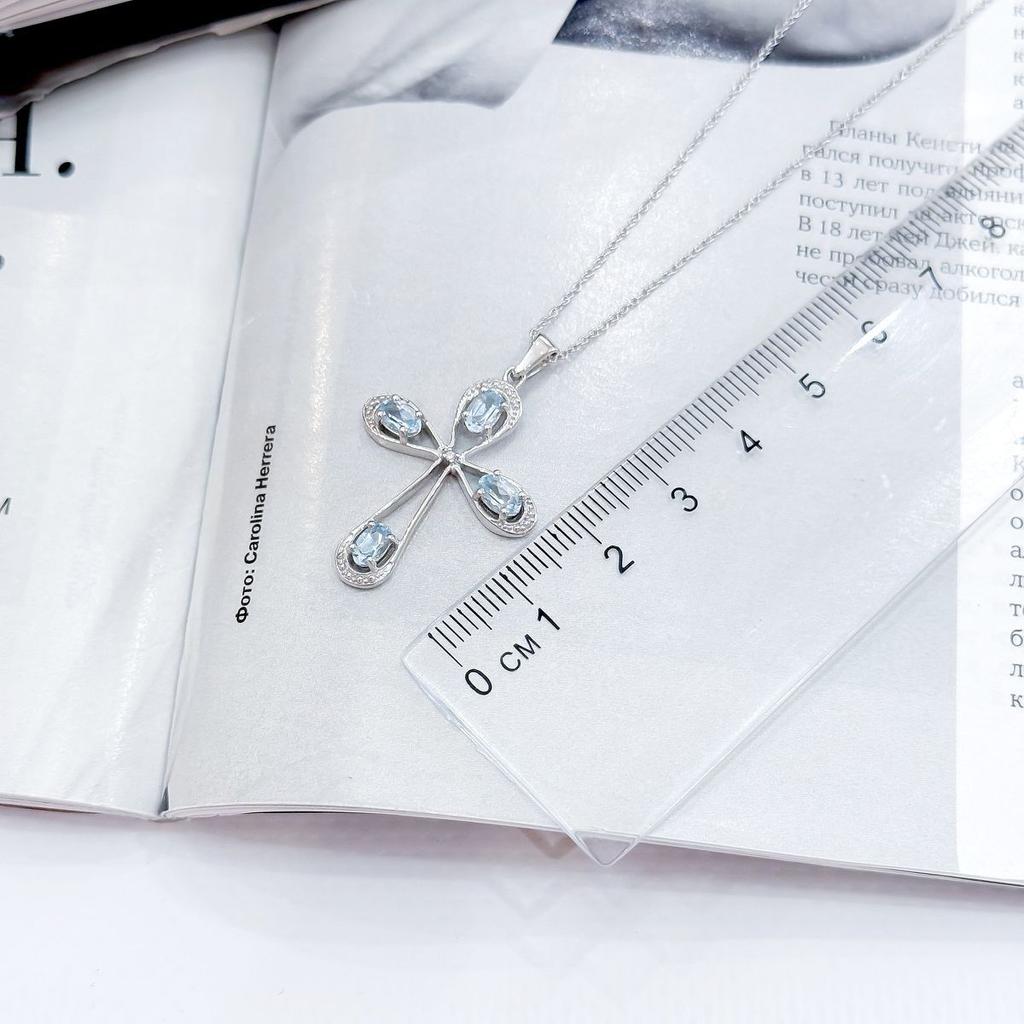 Silver Necklace with Natural Topaz 1.099ct, Product Weight 3.87g (2167617)