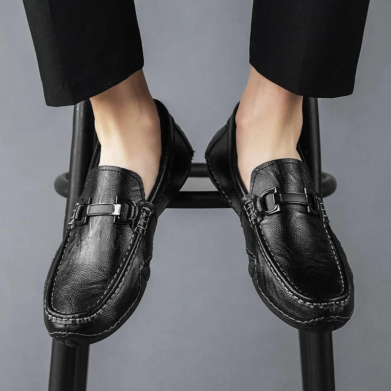 Casual Handmade Leather Shoes Summer Man Sneakers Fashion Loafers Men's Shoes Business Casual Shoes Size 38-46 Zapatos Hombre