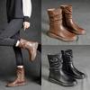 2024 Winter New Vintage British Versatile Thick Sole Waterproof Platform Boots Medium Heel Flat Women