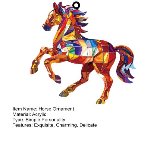 Christmas Horse Ornaments 2D Acrylic Colorful Horse Ornament for Christmas Tree Equestrian Gifts for Women Horse Lovers