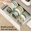 Expandable Dish Drying Rack Plate Bowl Book Holder Mesh Panel with Adjustable Posts Anti-Slip Bottom Dish And Cup Organizer for Kitchen Countertop