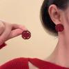 New Year's Eve Red Geometric Earrings for Women – Elegant Autumn/Winter Design