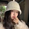 Hat Female Solid Color Versatile Face Small Bucket Hat Winter Warm Plain Bucket Hat