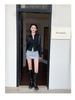Women's Slimming Double Zipper Knitted Jacket with Stand Collar - Versatile Long Sleeve Cardigan for Spring and Autumn.