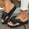 Women's Slope Heel Sandals Summer New Round Head Toe Butterfly Knot Thick Sole Anti-slip Wear-resistant Slippers