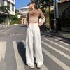 Women's White High-Waist Wide-Leg Jeans - Spring 2025 Trend: Slimming, Floor-Length, All-Match Style
