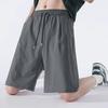 Men Shorts Adjustable Drawstring Waist Casual Trousers with Reinforced Pockets Solid Color Wide Leg Summer Sport Shorts