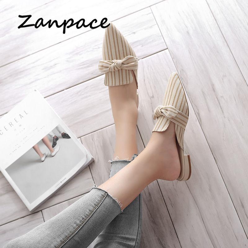 New Flat Women's Slippers 2024 Summer Sandals Fashion Striped Slides Butterfly Indoor Women Flip Flops Plus Size 40 Shoes Women