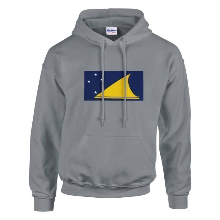 Sweat à capuche - PIXELFORMA - Drapeau des Tokelau - Gris - Manches longues - Mixte