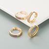 Women Creative Geometric Hoop Earrings Small Round Colorful Zircon Crystal Ear Studs Gold Color
