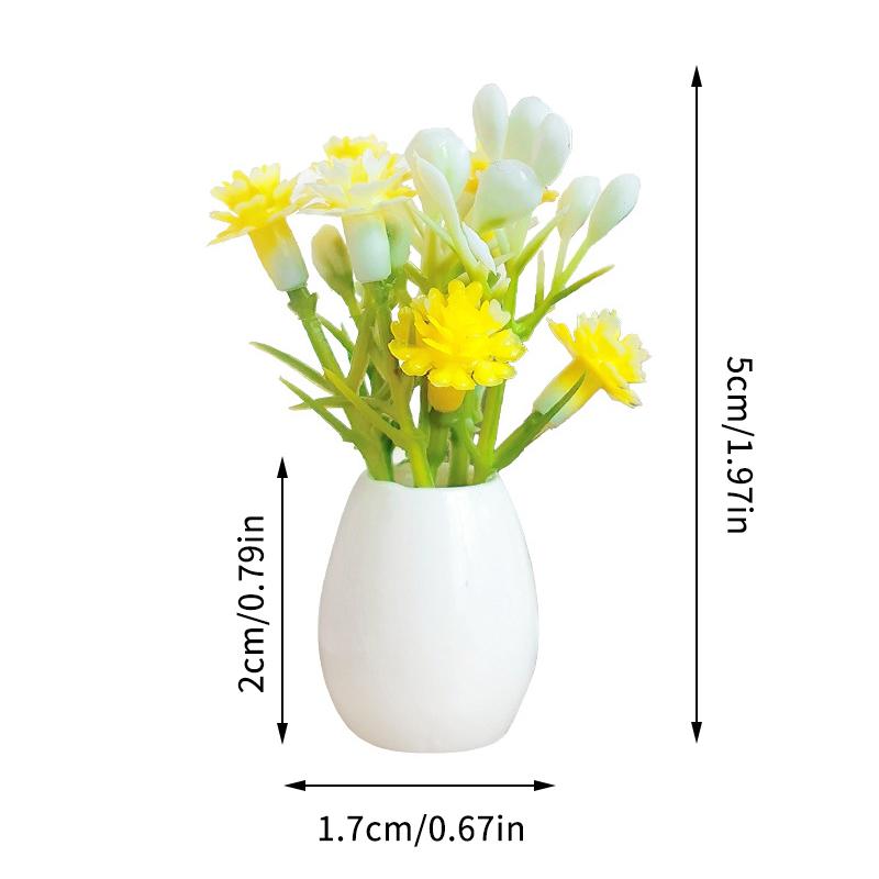 1/12 Dollhouse Mini Flower Potted Plants Model Doll Home Micro Landscape Garden Bonsai Decoration Dolls House Decor Accessories