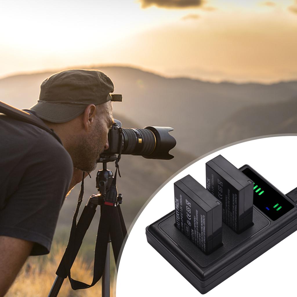 Andoer LP-E12 USB Intelligent Charger & Battery Kit 1PCS Dual Channels Camera Battery Charger +