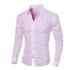Patchwork Turn-down Collar Men Shirt Top Long Sleeve Buttons Closure Business Shirt Male Clothing