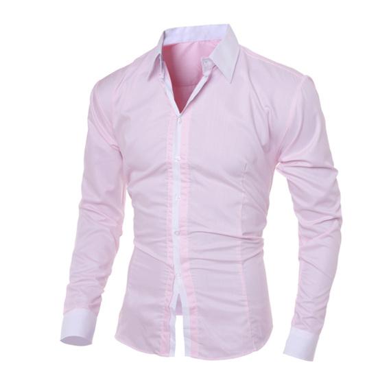 Patchwork Turn-down Collar Men Shirt Top Long Sleeve Buttons Closure Business Shirt Male Clothing