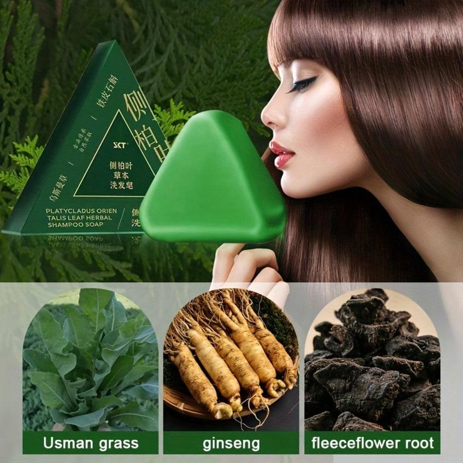 Cypress Shampoo Soap for Hair Loss Prevention & Dandruff Control with Usma Grass & Fo-Ti Natural Herbal Scalp Care Solid Shampoo Bar