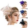 Women Vintage 1920s Flapper Headband Rhinestone Pearl Feather Hair Band Dress Accessories