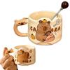 Comfortable Grip Cute Ceramic Coffee Cup Unique Handle Capybara Themed Drinkware  Birthday Gift