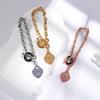 Korean 18k Gold Titanium Steel Love Bracelet - Minimalist Hip-Hop Style for Women
