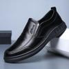 Men's Slip-On Leather Business Shoes: Soft Sole, Versatile, Casual, Plus Velvet for Comfort, Ideal for Driving.