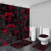 Red Grid 3D Visual Geometry Art Shower Curtains Washable Fabric Polyester For Bathtub Art Bathroom Decor With Hooks Waterproof