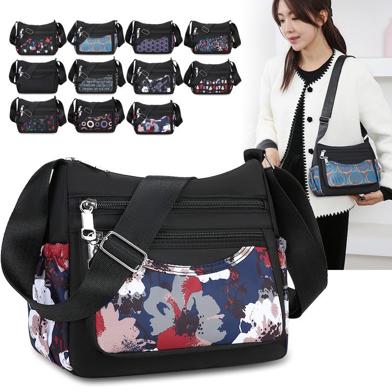 Fashion New Middle-aged Mother Bag Large-capacity Printed Multi-layer Shoulder Bag Lightweight Casual Joker Lady Crossbody Bag