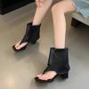 Retro Fashion Flip-flops Sandals Women's Outer Wear Toe Cool Boots 2025 Summer New Thick Heel Pinch Short Boots Tide