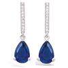 [P5023] - Silver Earrings 'Sissi' Blue Sapphire White Silver (rhodium Plated) - 24x7 Mm