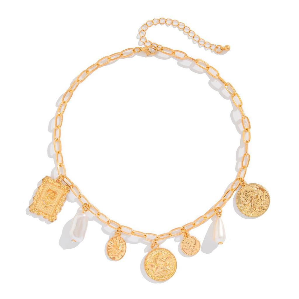 European-American Geometric Heart Tassel Necklace with Zircon