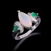 Unique Natural Colorful Opal and Agate Women's Ring 925 Sterling Silver Fine Jewelry for Birthday Gift