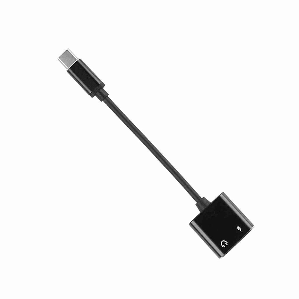 2 in 1 3.5mm Type C Audio Adapter Converter Audio Headphone Adapter (Black)