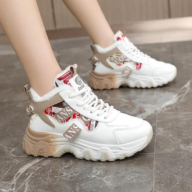 2025 Spring Women Casual Sneakers Hot Sale High Quality Warm Thickness Cotton Shoes Female High Top Ankle Boot Versatile Zapatos