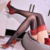 New Sexy Oil Glossy Shiny Thigh High Stockings Lace Transparent Over Knee Silk Stockings Night Club Women Ultra Thin Hosiery